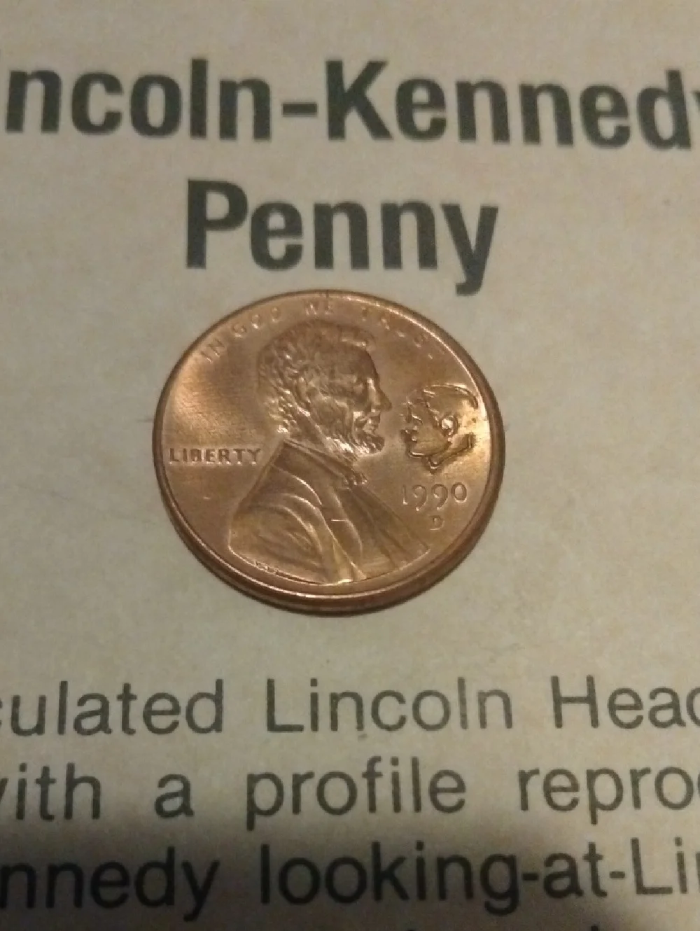 Lincoln-Kennedy Commemorative Penny Card - Brown Copper